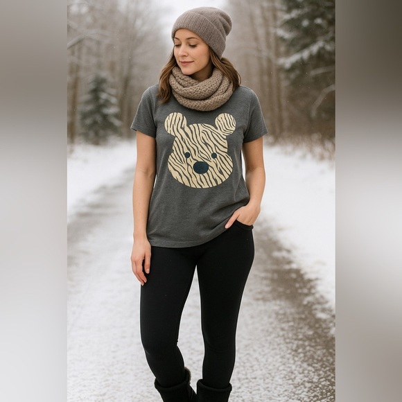 Disney Gray T-Shirt with Zebra Pooh Design - Picture 2 of 5